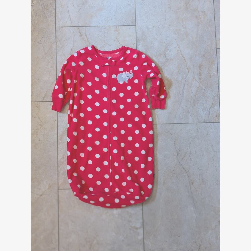 Carter's Girls Baby 0-9 Month Sleep Sack Gown Fleece Elephant Polka Dot